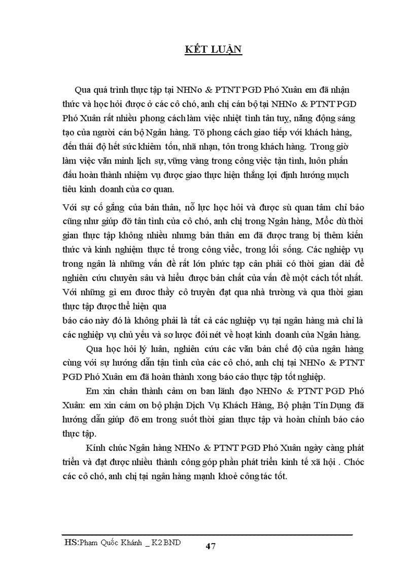image for page Báo cáo thực tập tốt nghiệp tại NHNo PTNT Phú Xuân