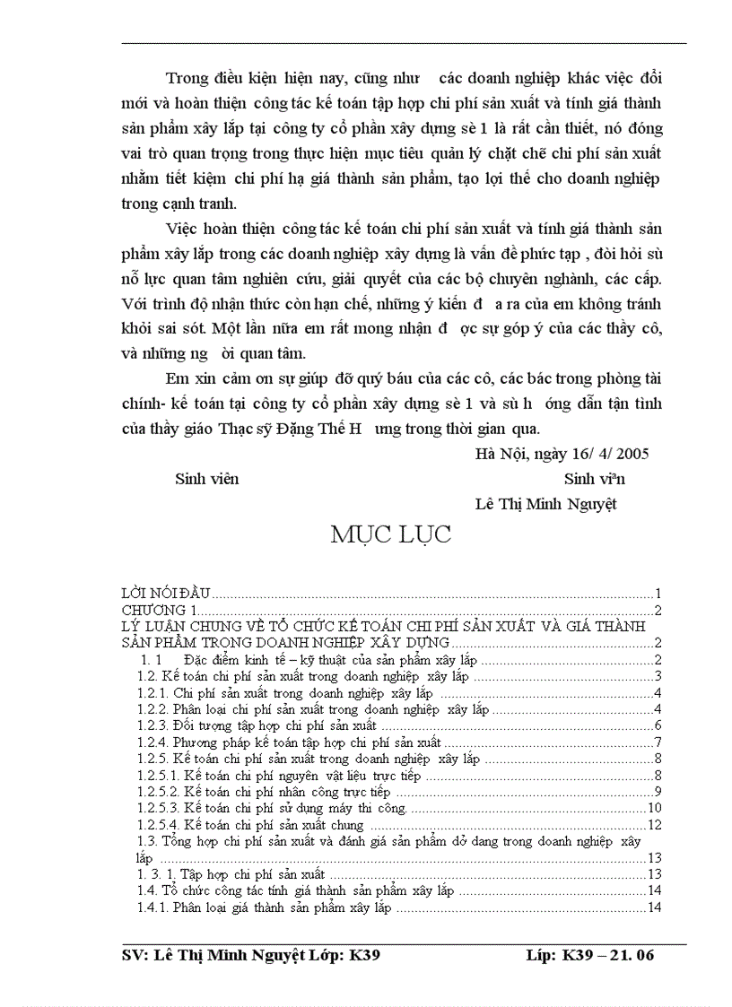 image for page Tổ chức công tác kế toán chi phí sản xuất và tính giá thành sản phẩm tại công ty cổ phần xây dựng số 1 1