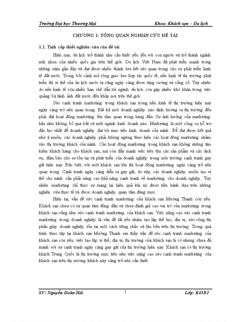 image for page Giải pháp nâng cao sức cạnh tranh marketing trên thị trường khách du lịch Trung Quốc của khách sạn Mường Thanh