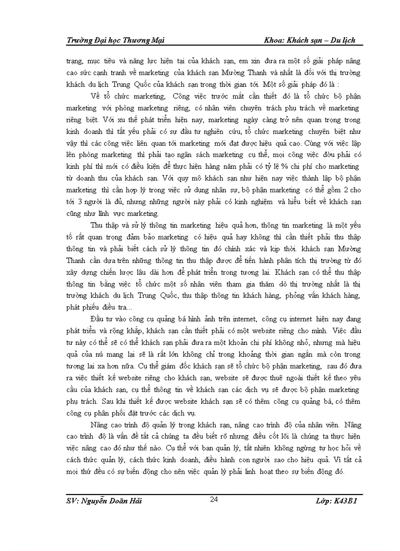 image for page Giải pháp nâng cao sức cạnh tranh marketing trên thị trường khách du lịch Trung Quốc của khách sạn Mường Thanh