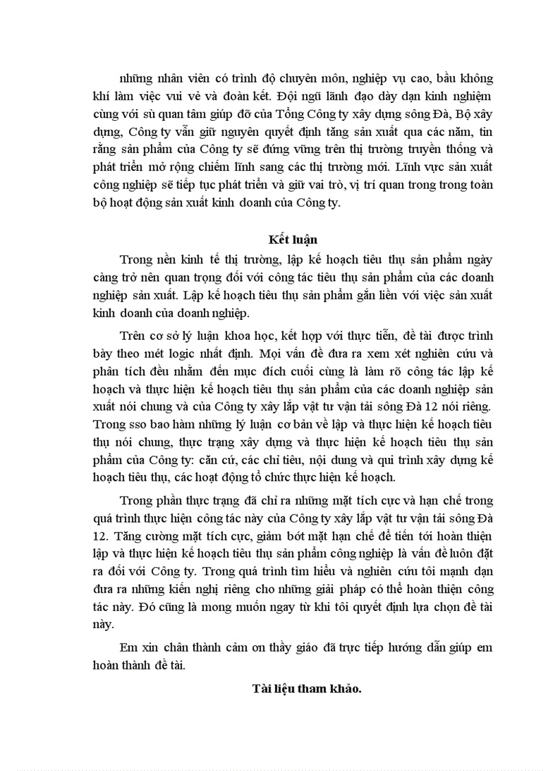 image for page Một số vấn đề về xây dựng và thực hiện kế hoạch về tiêu thụ sản phẩm công nghiệp của công ty xây lắp Vật tư Vận tải sông Đà 12 1