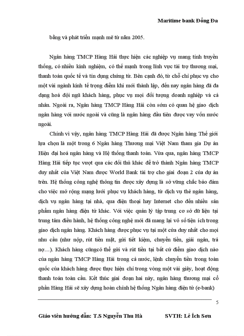 image for page Hoạt động cơ bản của chi nhánh ngân hàng thương mại cổ phần hàng hải đống đa