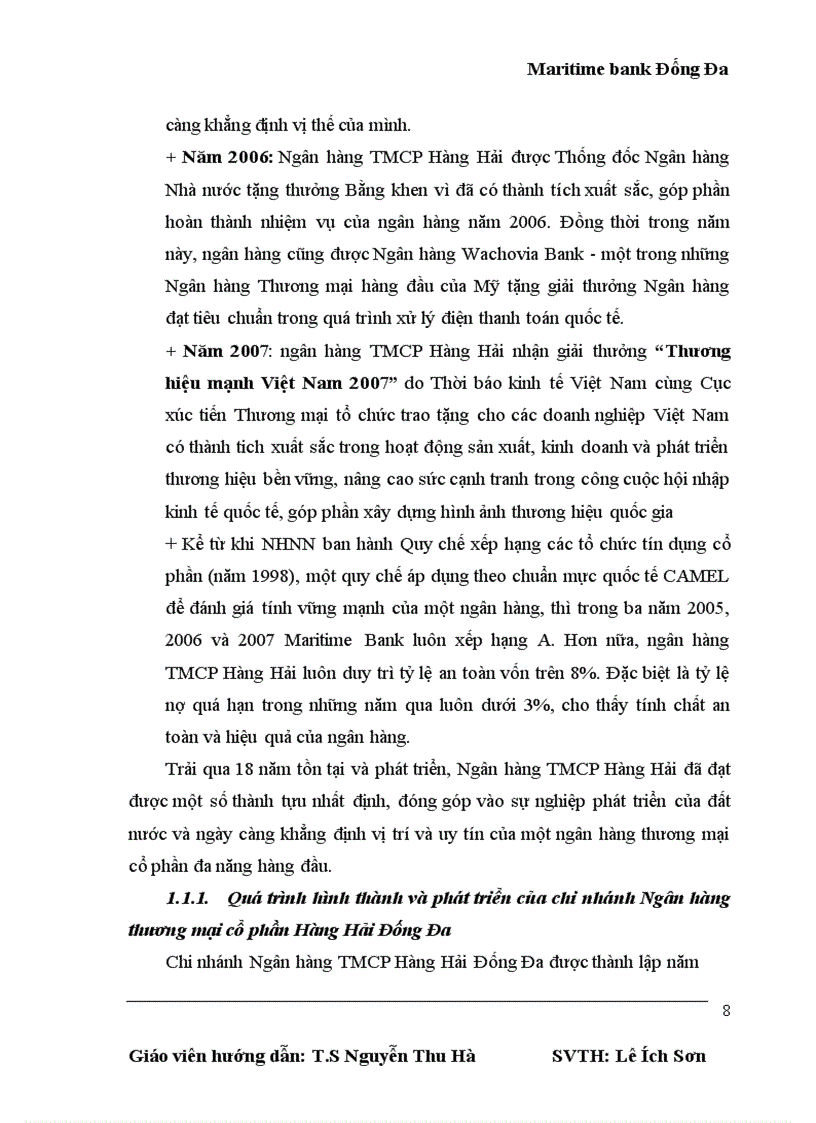 image for page Hoạt động cơ bản của chi nhánh ngân hàng thương mại cổ phần hàng hải đống đa