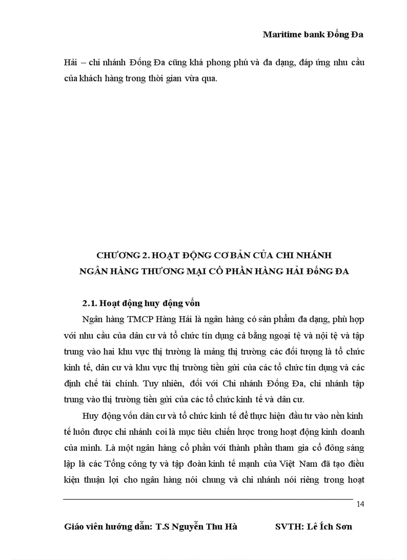 image for page Hoạt động cơ bản của chi nhánh ngân hàng thương mại cổ phần hàng hải đống đa