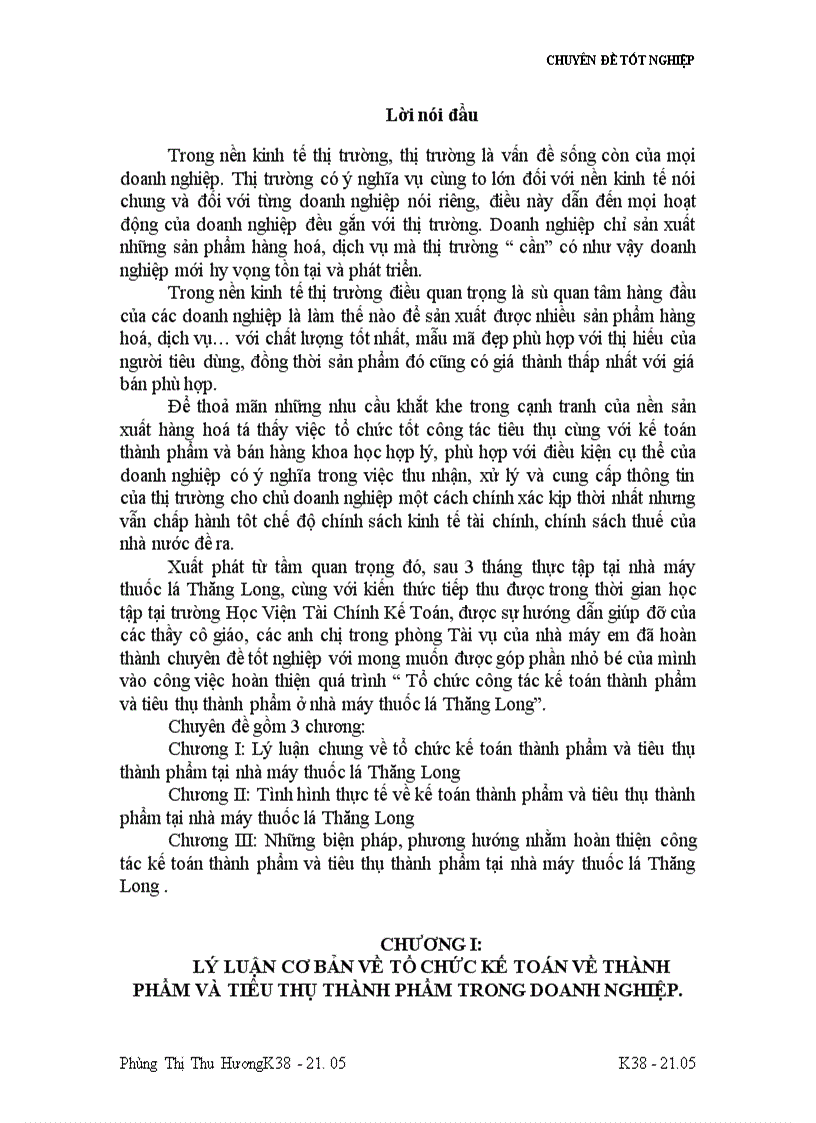 image for page Tổ chức công tác kế toán thành phẩm và tiêu thụ thành phẩm ở nhà máy thuốc lá Thăng Long 1