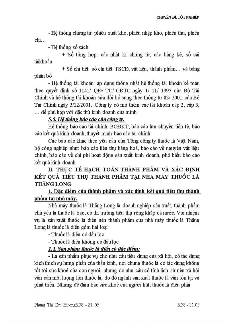 image for page Tổ chức công tác kế toán thành phẩm và tiêu thụ thành phẩm ở nhà máy thuốc lá Thăng Long 1