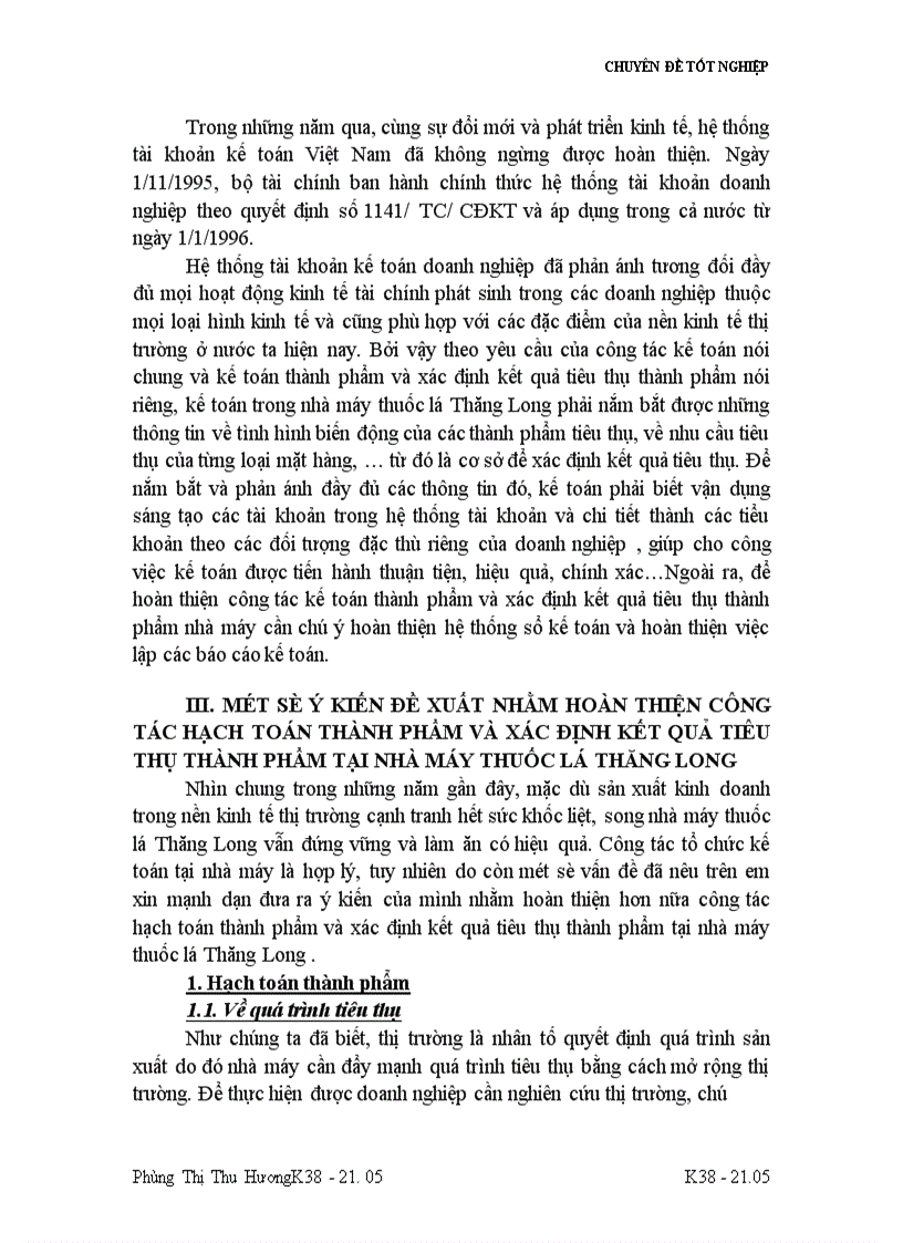 image for page Tổ chức công tác kế toán thành phẩm và tiêu thụ thành phẩm ở nhà máy thuốc lá Thăng Long 1