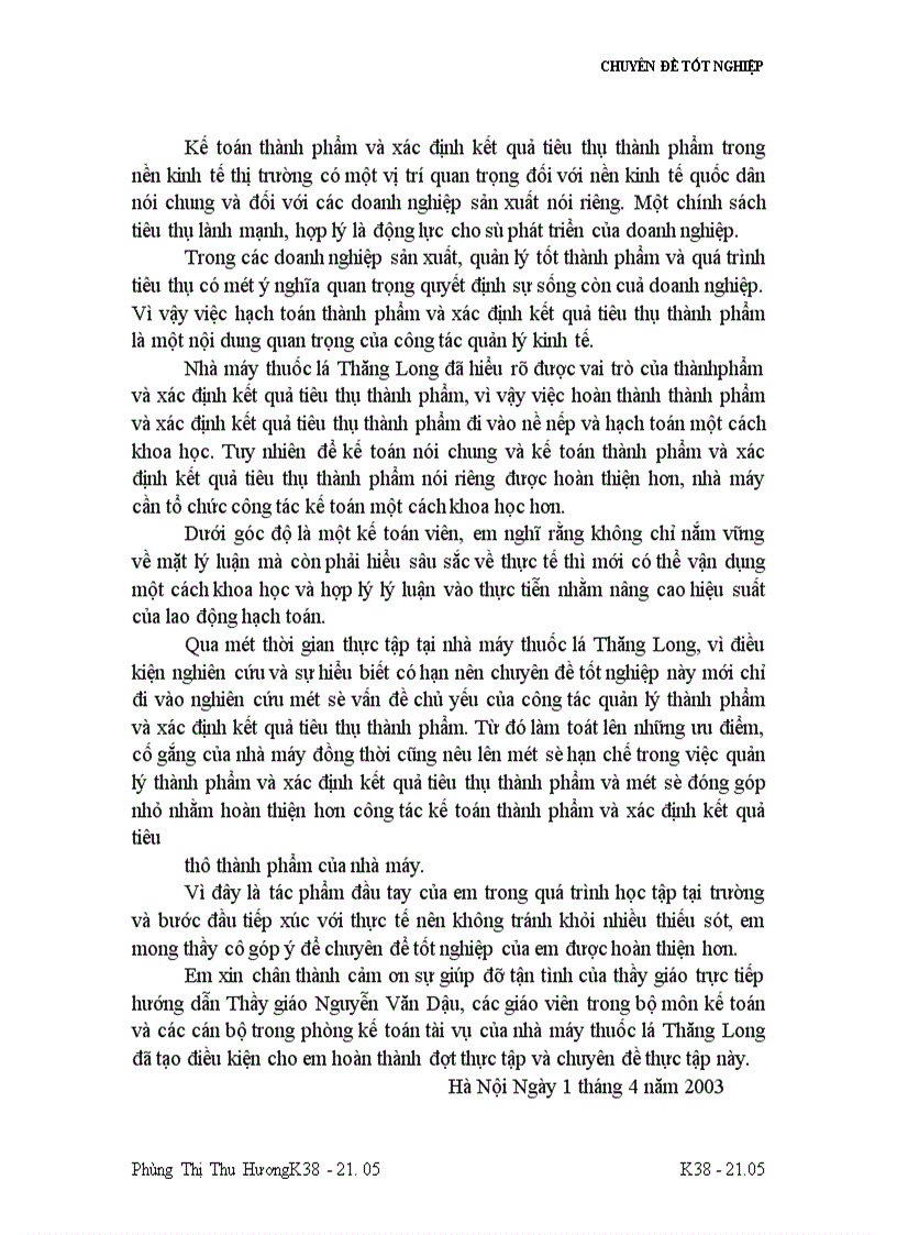 image for page Tổ chức công tác kế toán thành phẩm và tiêu thụ thành phẩm ở nhà máy thuốc lá Thăng Long 1