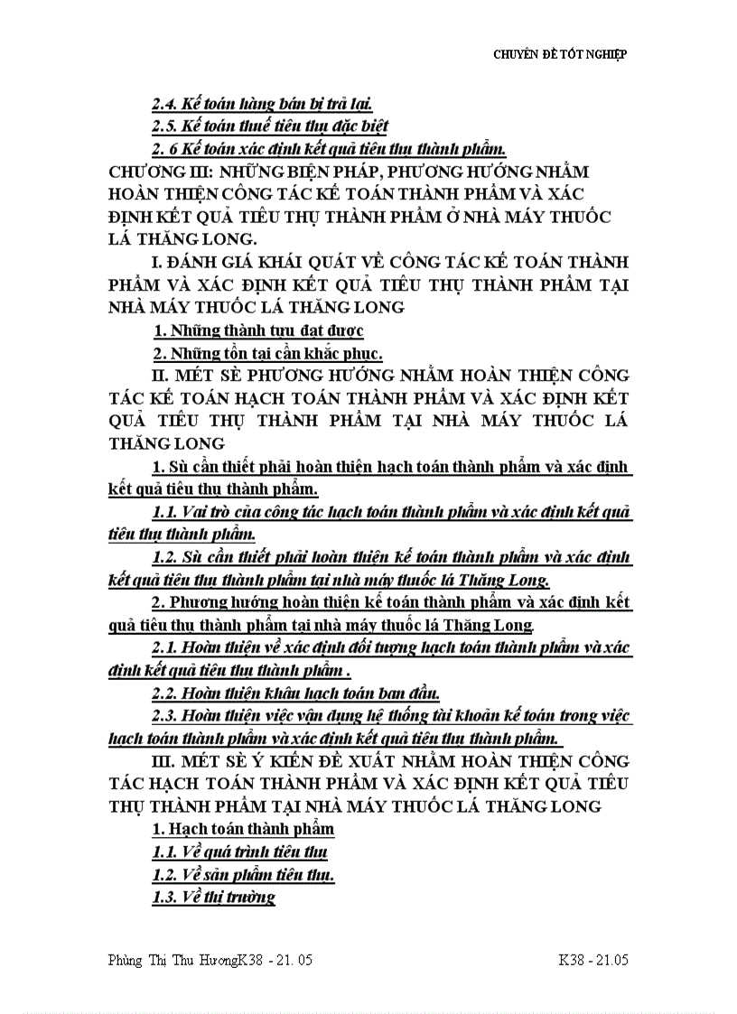 image for page Tổ chức công tác kế toán thành phẩm và tiêu thụ thành phẩm ở nhà máy thuốc lá Thăng Long 1