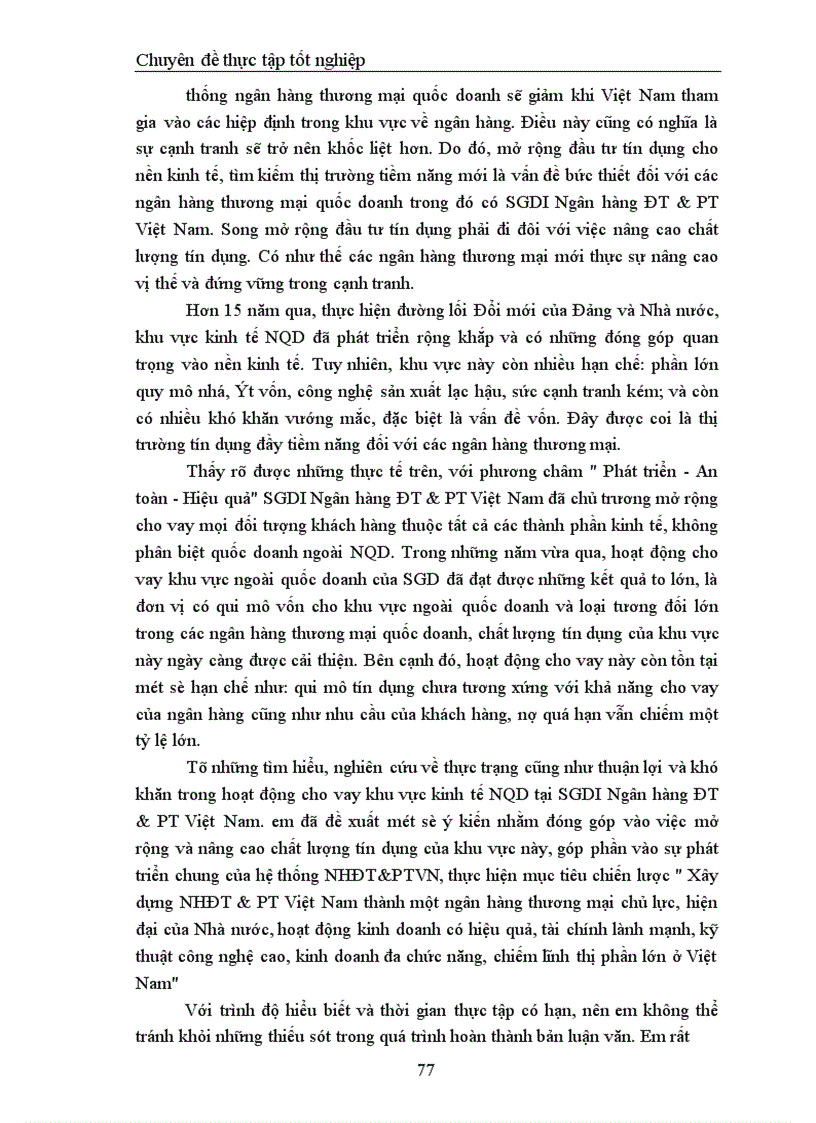 image for page Giải pháp nâng cao chất lượng tín dụng đối với kinh tế ngoài quốc doanh tại Sở giao dịch I Ngân hàng Đầu tư và Phát triển Việt Nam 1