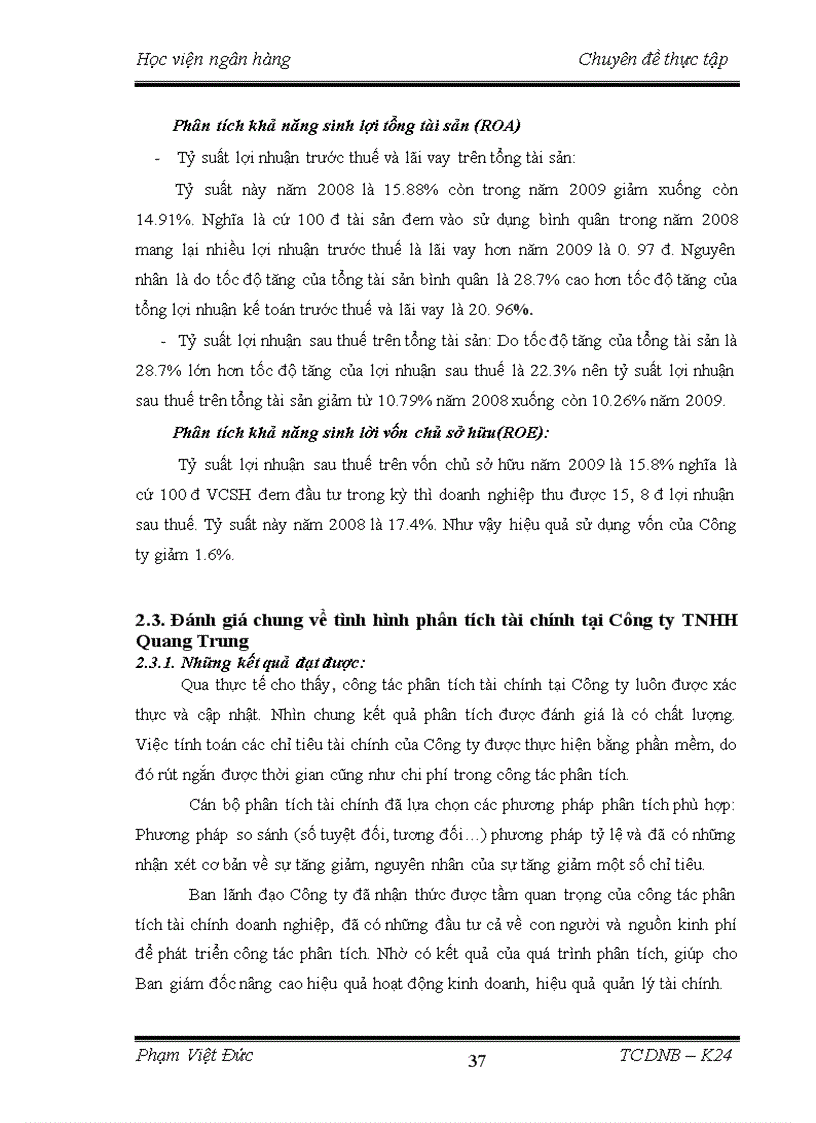 image for page Phân tích tài chính doanh nghiệp tại Công ty TNHH Quang Trung thực trạng và giải pháp 1