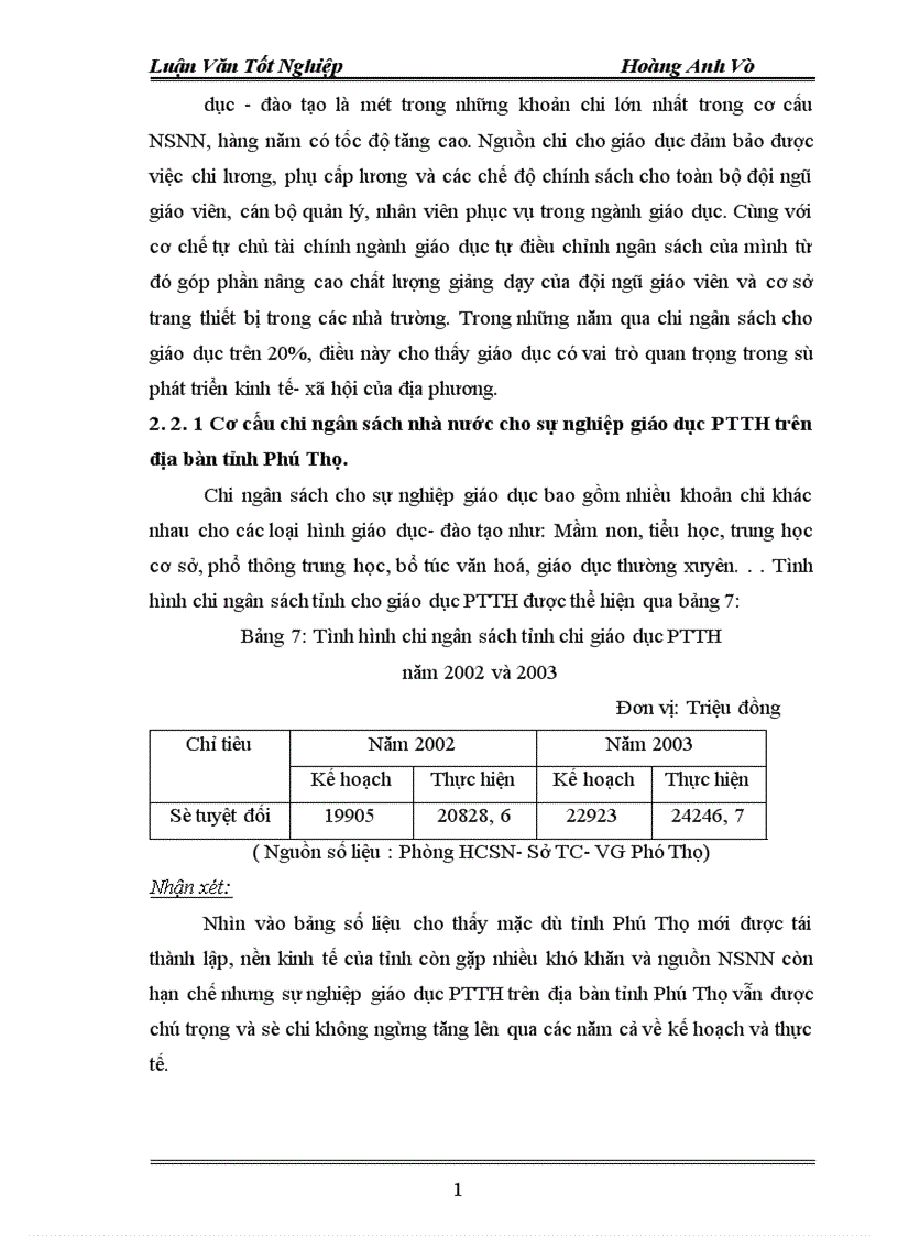 image for page Thực trạng quản lý chi ngân sách nhà nước cho sự nghiệp giáo dục PTTH trên địa bàn tỉnh Phú Thọ thời gian qua