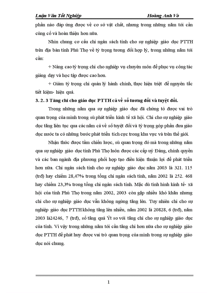 image for page Thực trạng quản lý chi ngân sách nhà nước cho sự nghiệp giáo dục PTTH trên địa bàn tỉnh Phú Thọ thời gian qua
