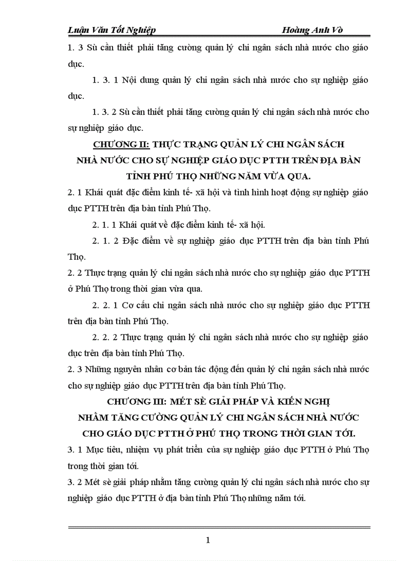 image for page Thực trạng quản lý chi ngân sách nhà nước cho sự nghiệp giáo dục PTTH trên địa bàn tỉnh Phú Thọ thời gian qua