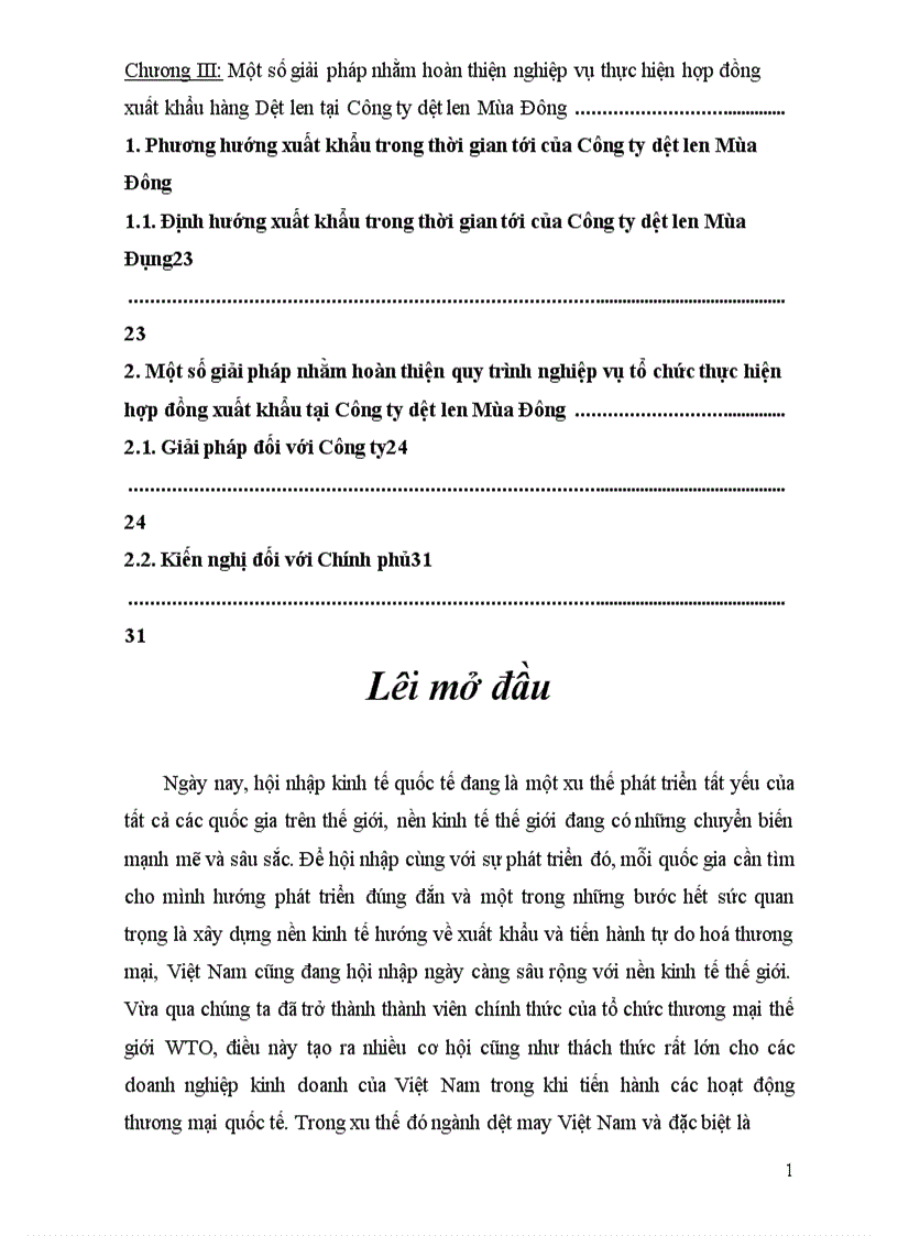 image for page Phân tích thực trạng và kiến nghị một số giải pháp hoàn thiện nghiệp vụ thực hiện hợp đồng xuất khẩu tại Cụng ty dệt len Mựa Đông