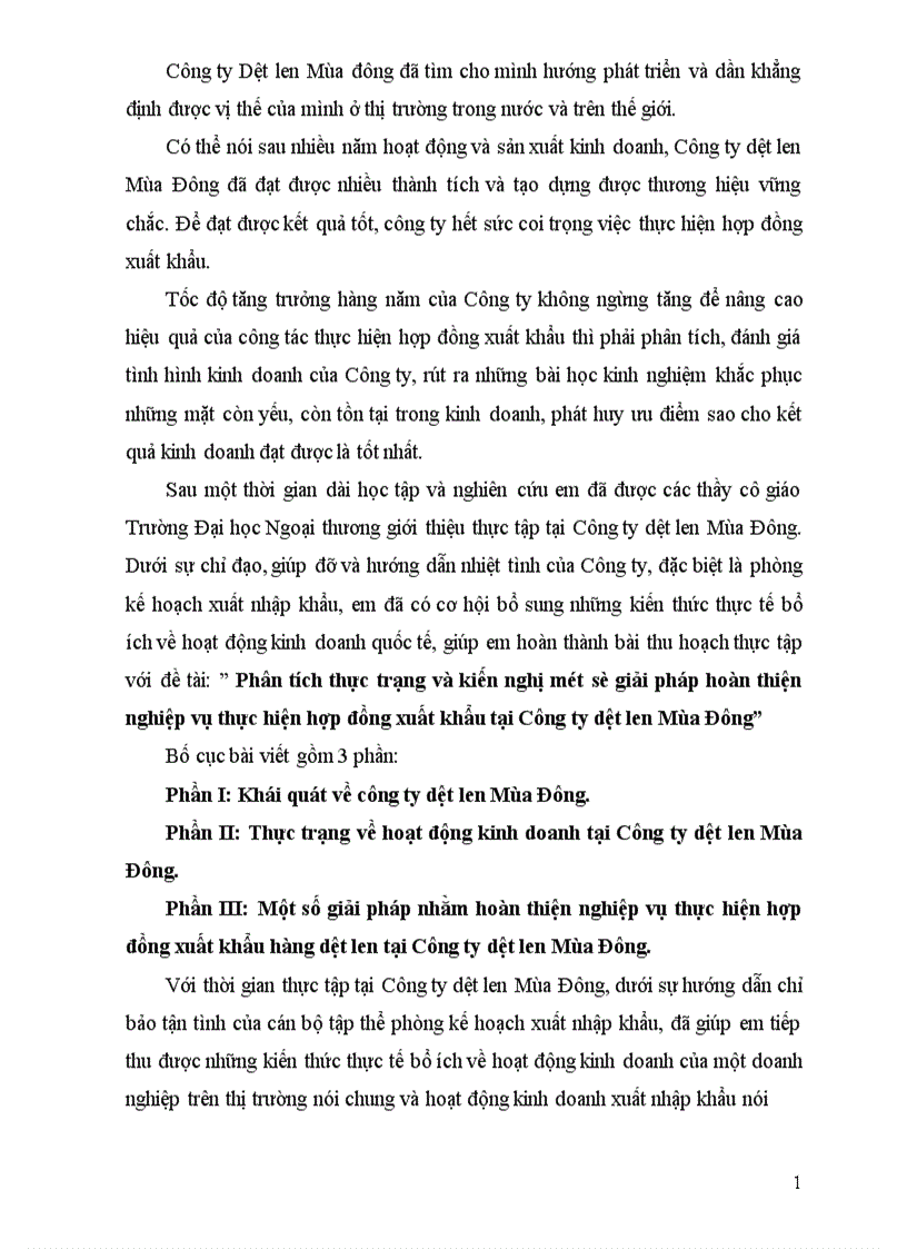 image for page Phân tích thực trạng và kiến nghị một số giải pháp hoàn thiện nghiệp vụ thực hiện hợp đồng xuất khẩu tại Cụng ty dệt len Mựa Đông