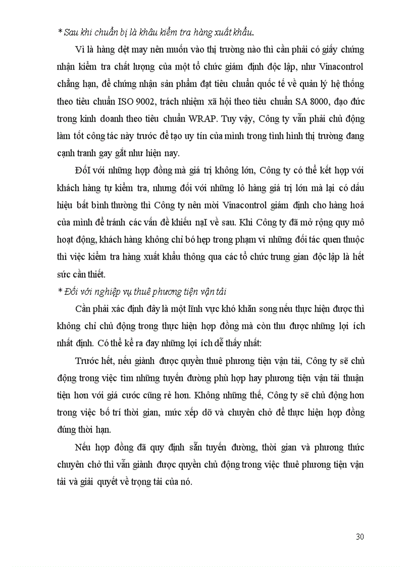 image for page Phân tích thực trạng và kiến nghị một số giải pháp hoàn thiện nghiệp vụ thực hiện hợp đồng xuất khẩu tại Cụng ty dệt len Mựa Đông
