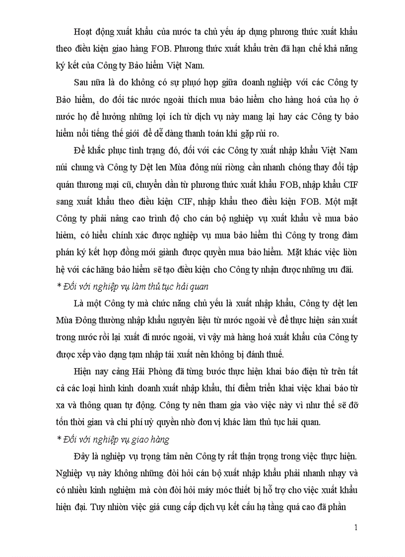 image for page Phân tích thực trạng và kiến nghị một số giải pháp hoàn thiện nghiệp vụ thực hiện hợp đồng xuất khẩu tại Cụng ty dệt len Mựa Đông