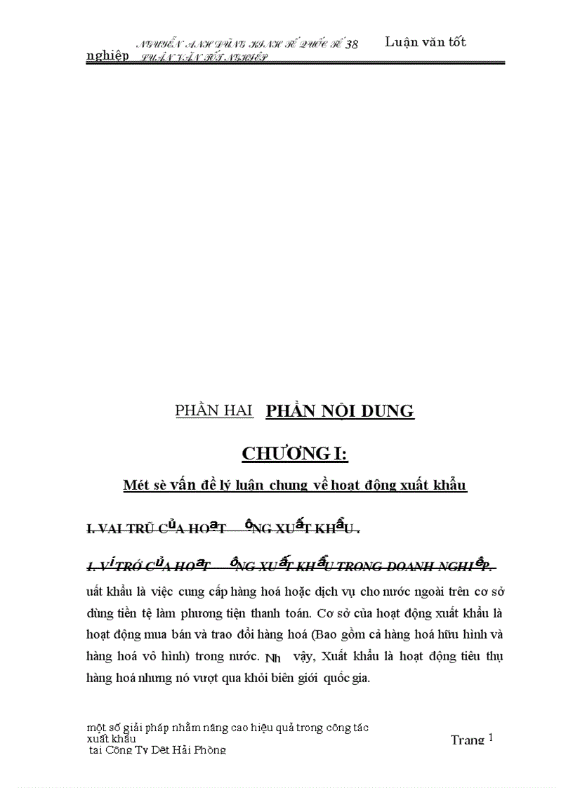 image for page Một số giải pháp nhằm nâng cao hiệu quả trong công tác xuất khẩu tại Công Ty Dệt Hải Phòng 1