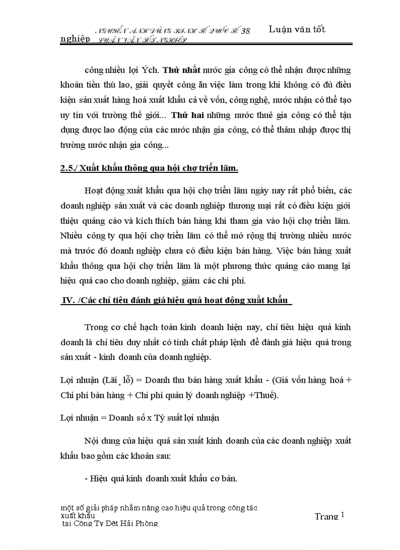 image for page Một số giải pháp nhằm nâng cao hiệu quả trong công tác xuất khẩu tại Công Ty Dệt Hải Phòng 1