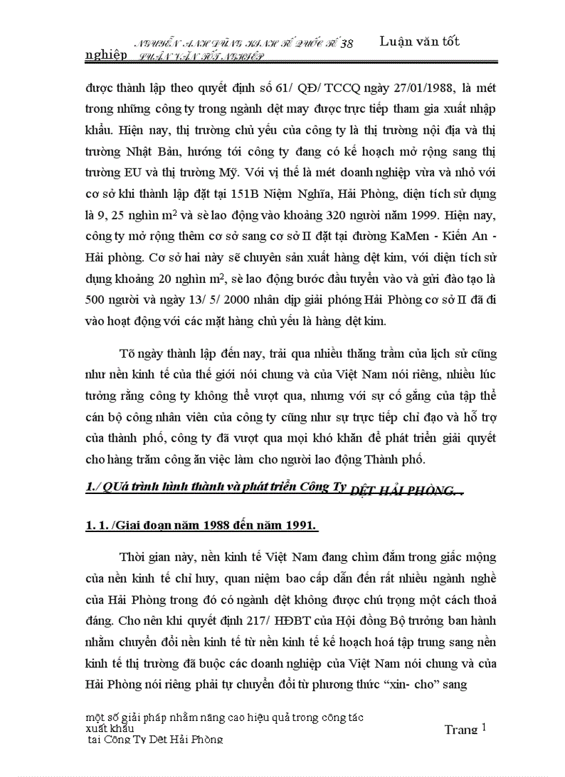 image for page Một số giải pháp nhằm nâng cao hiệu quả trong công tác xuất khẩu tại Công Ty Dệt Hải Phòng 1