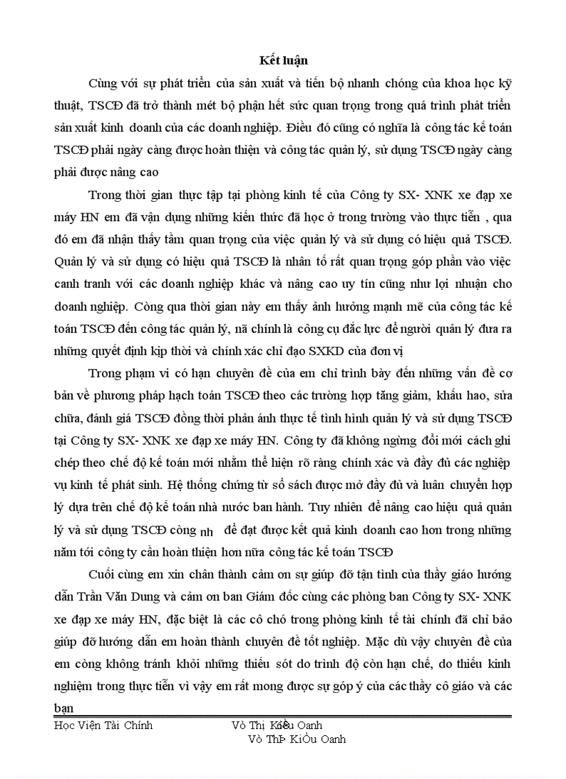 image for page Tổ chức công tác TSCĐ và phân tích tình hình quản lý trang bị và sử dụng TSCĐ ở Công ty S X XNK xe đạp xe máy Hà Nội 1