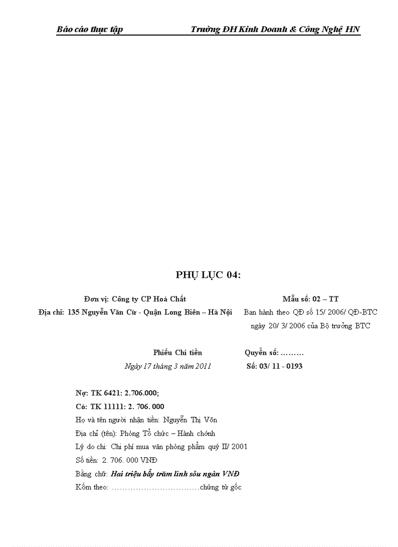 image for page Báo cáo thực tập tại Công ty CP Hoá Chất