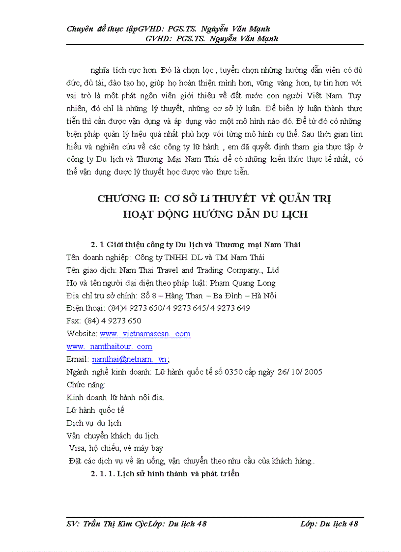 image for page quản trị hoạt động hướng dẫn du lịch tại công ty Nam Thái 1