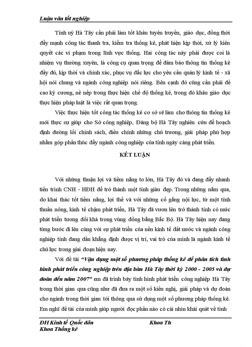 image for page Vận dụng một số phương pháp thống kê để phân tích tình hình phát triển công nghiệp trên địa bàn Hà Tây thời kỳ 2000 2005 và dự đoán đến năm 2007 1