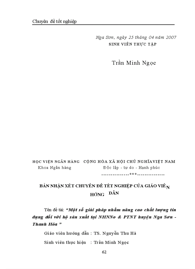 image for page Một số giải pháp nhằm nâng cao chất lượng tín dụng đối với hộ sản xuất tại NHNNo PTNT huyện Nga Sơn Thanh Hóa 1