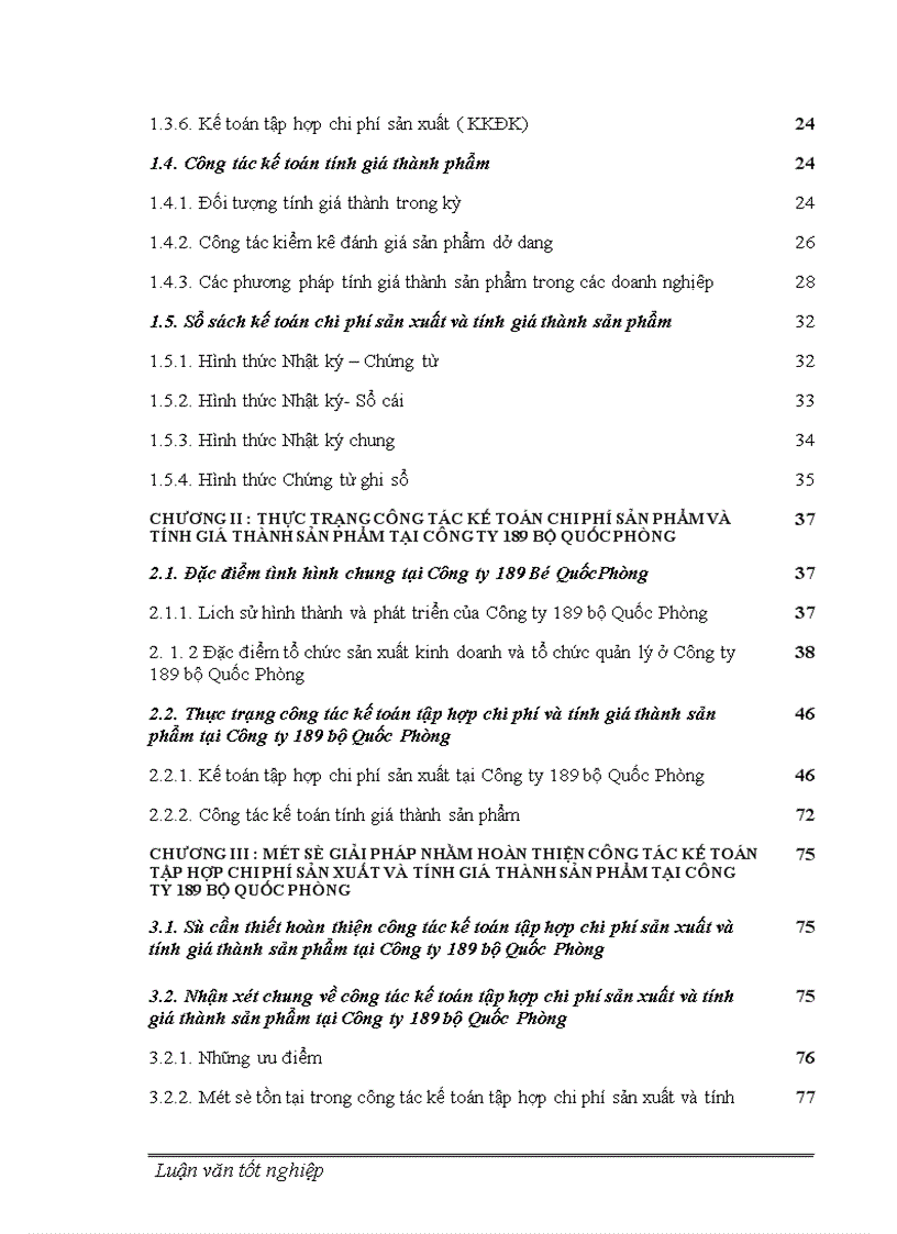 image for page Hoàn thiện công tác kế toán tập hợp chi phí sản xuất và tính giá thành sản phẩm tại công ty 189 Bộ Quốc Phòng 1