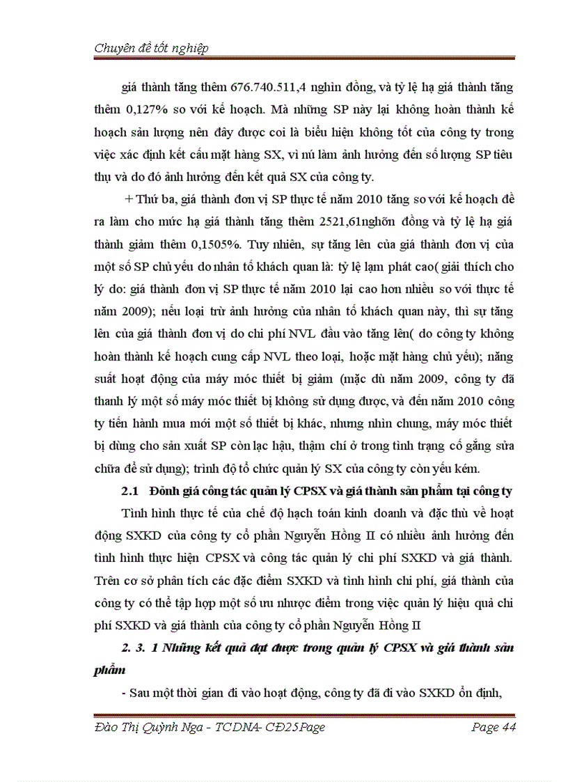 image for page Các giải pháp chủ yếu tăng cường quản lý chi phí sản xuất kinh doanh và hạ giá thành sản phẩm tại công ty cổ phần Nguyễn Hồng II 1