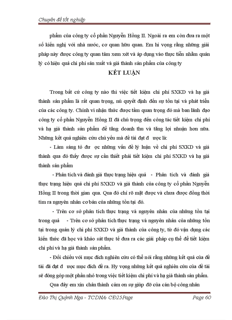 image for page Các giải pháp chủ yếu tăng cường quản lý chi phí sản xuất kinh doanh và hạ giá thành sản phẩm tại công ty cổ phần Nguyễn Hồng II 1