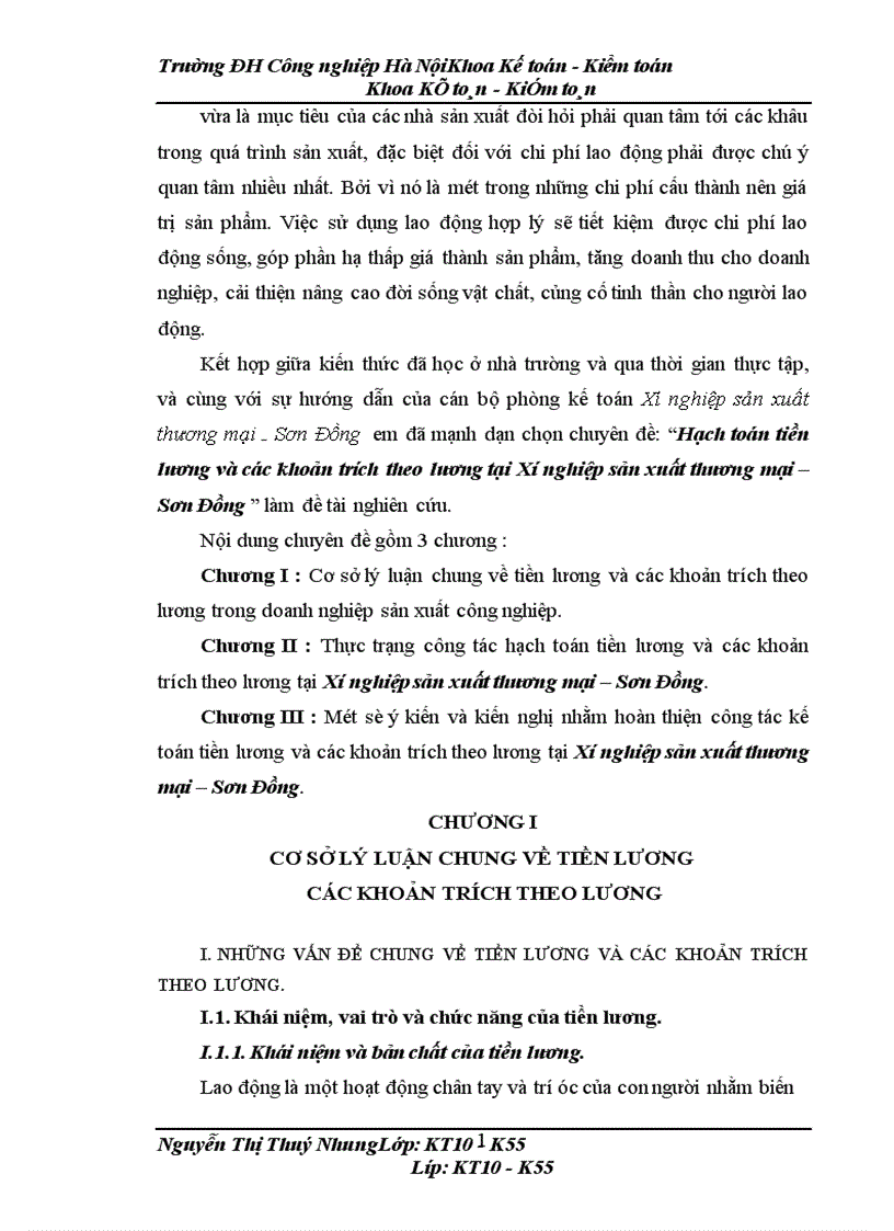 image for page Hạch toán tiền lương và các khoản trích theo lương tại Xí nghiệp sản xuất thương mại Sơn Đồng 1