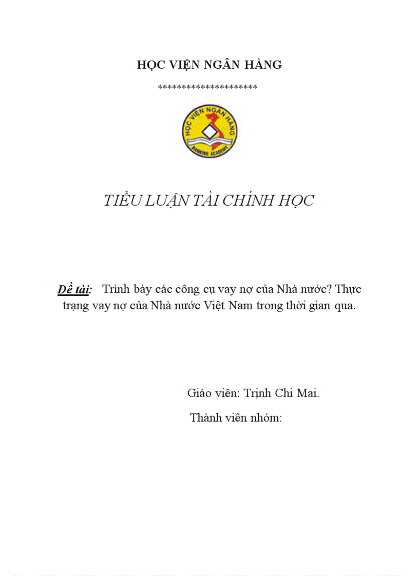 image for page Trình bày các công cụ vay nợ của Nhà nước Thực trạng vay nợ của Nhà nước Việt Nam trong thời gian qua 1