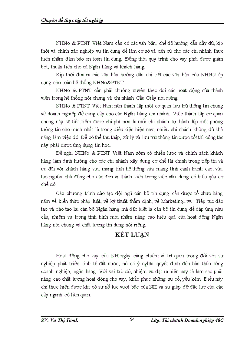 image for page Nâng cao chất lượng cho vay đối với Doanh nghiệp vừa và nhỏ tại NHNo PTNT Chi nhánh Cầu Giấy