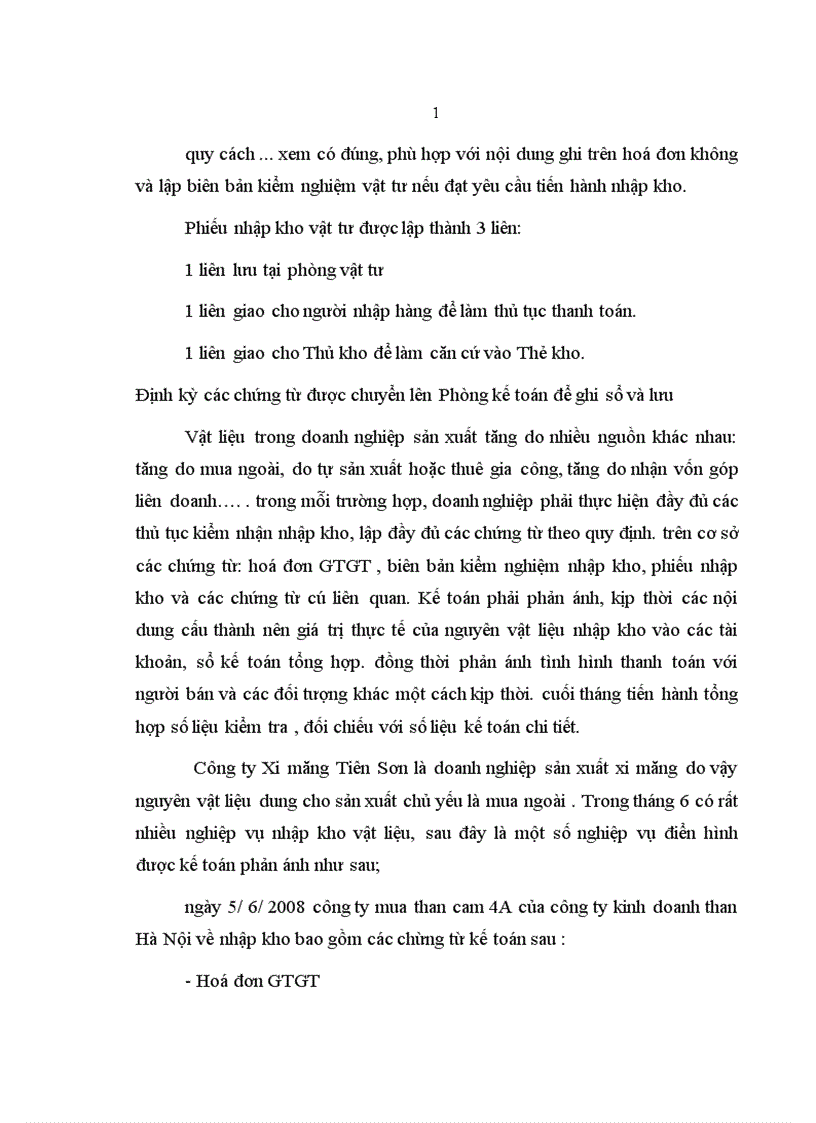 image for page Kế toán nguyên vật liệu tại Công ty Cổ Phần Xi măng Tiên Sơn 1