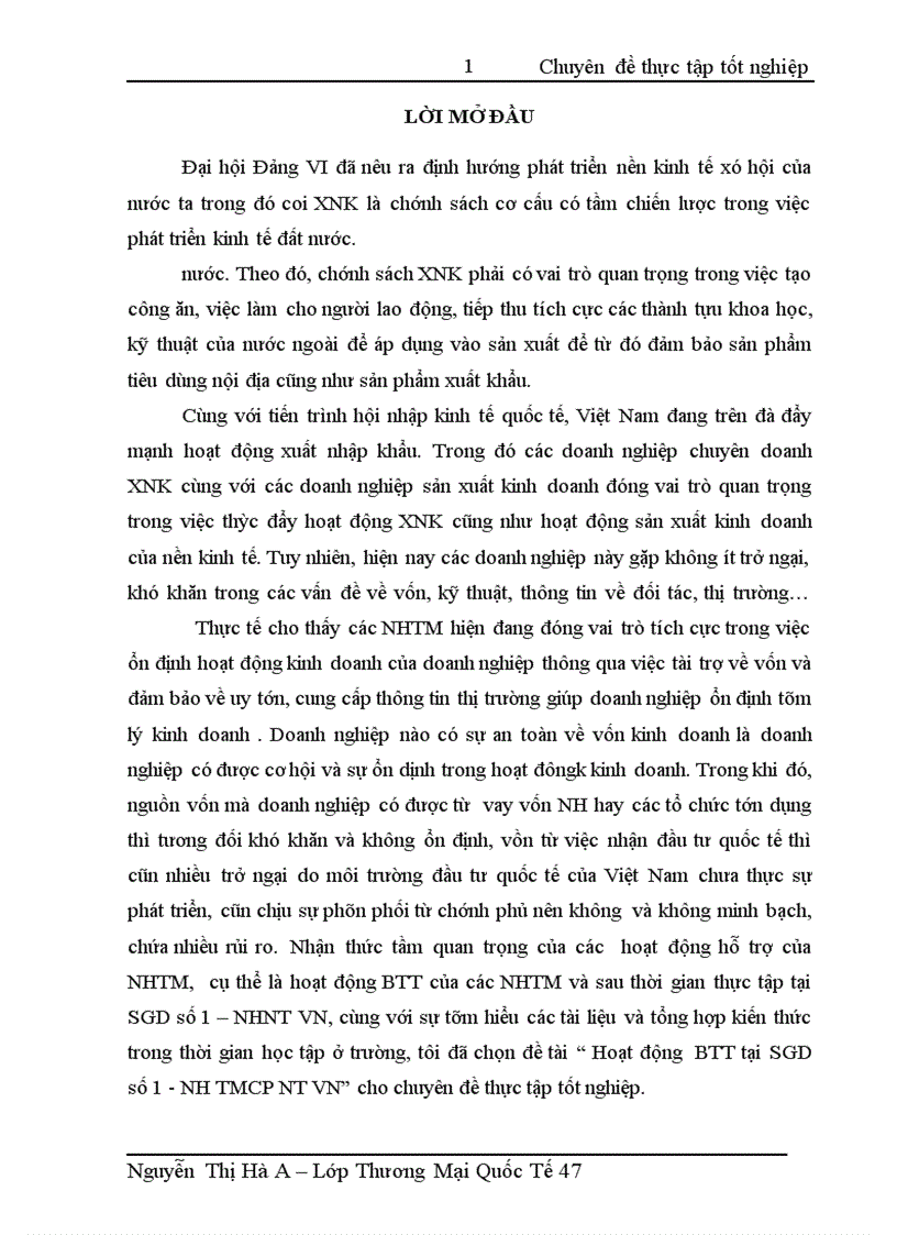 image for page Hoạt động Bao thanh toán tại SGD NH TMCP NT VN Vietcombank