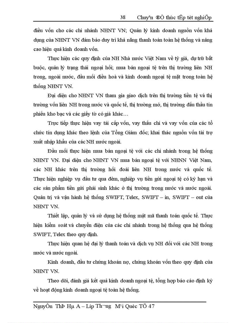 image for page Hoạt động Bao thanh toán tại SGD NH TMCP NT VN Vietcombank