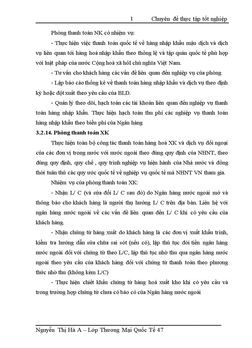 image for page Hoạt động Bao thanh toán tại SGD NH TMCP NT VN Vietcombank