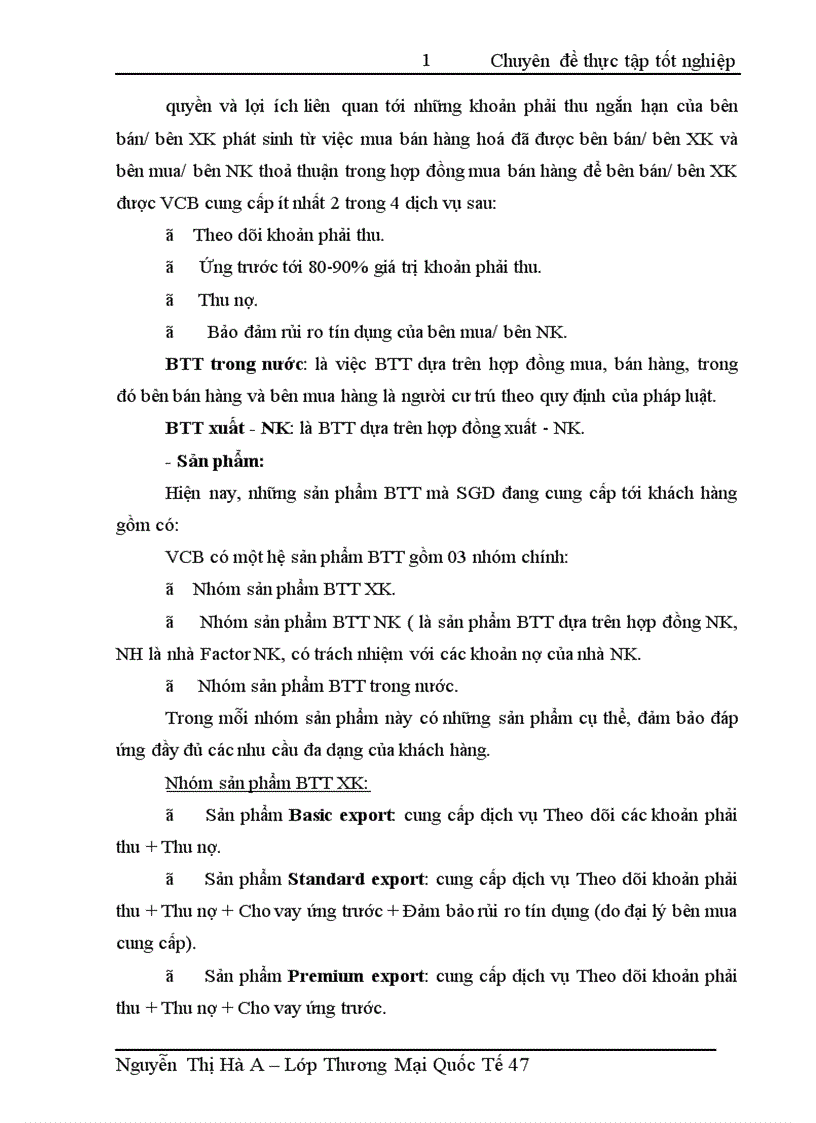 image for page Hoạt động Bao thanh toán tại SGD NH TMCP NT VN Vietcombank