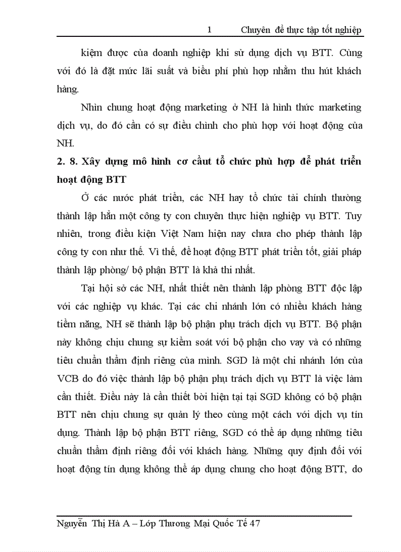 image for page Hoạt động Bao thanh toán tại SGD NH TMCP NT VN Vietcombank
