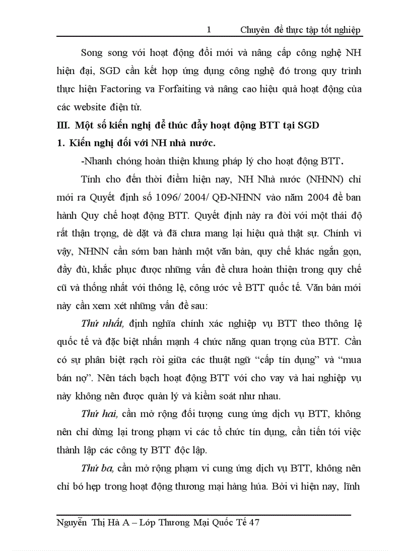 image for page Hoạt động Bao thanh toán tại SGD NH TMCP NT VN Vietcombank