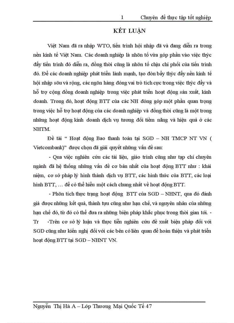 image for page Hoạt động Bao thanh toán tại SGD NH TMCP NT VN Vietcombank