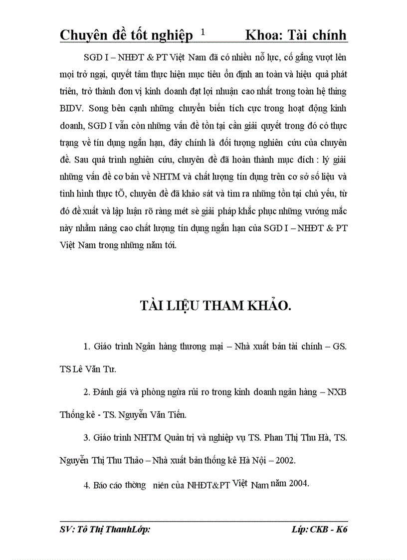 image for page Giải pháp nâng cao chất lượng hoạt động tín dụng ngắn hạn tại Sở giao dịch I Ngân hàng đầu tư và phát triển Việt Nam 1