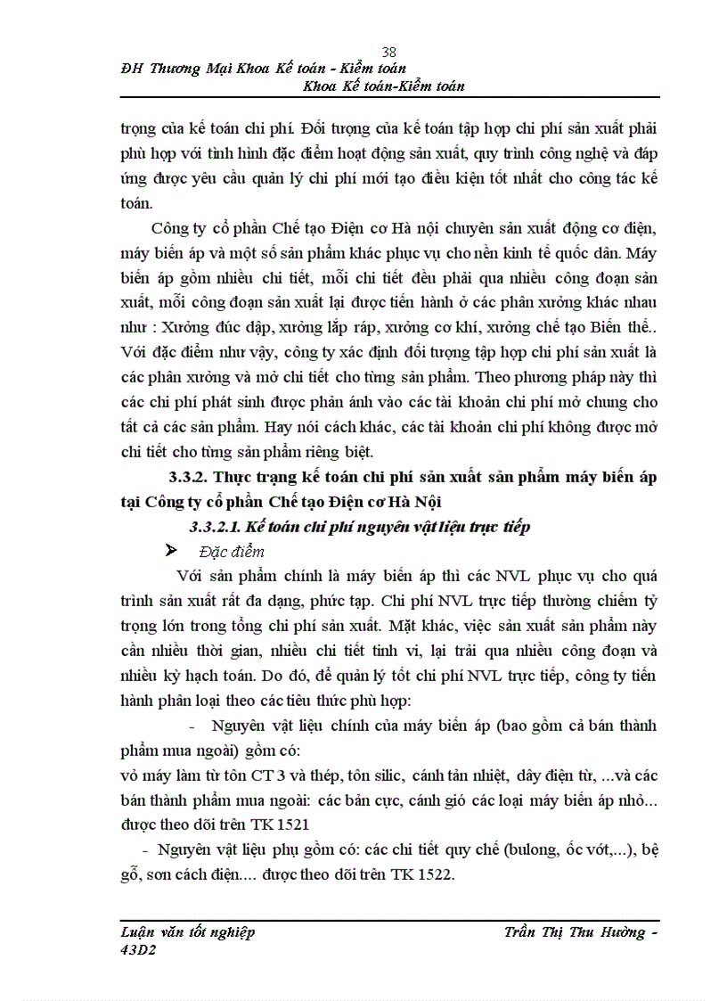image for page Kế toán chi phí sản xuất sản phẩm máy biến áp của Công ty cổ phần Chế tạo Điện cơ Hà Nội 1