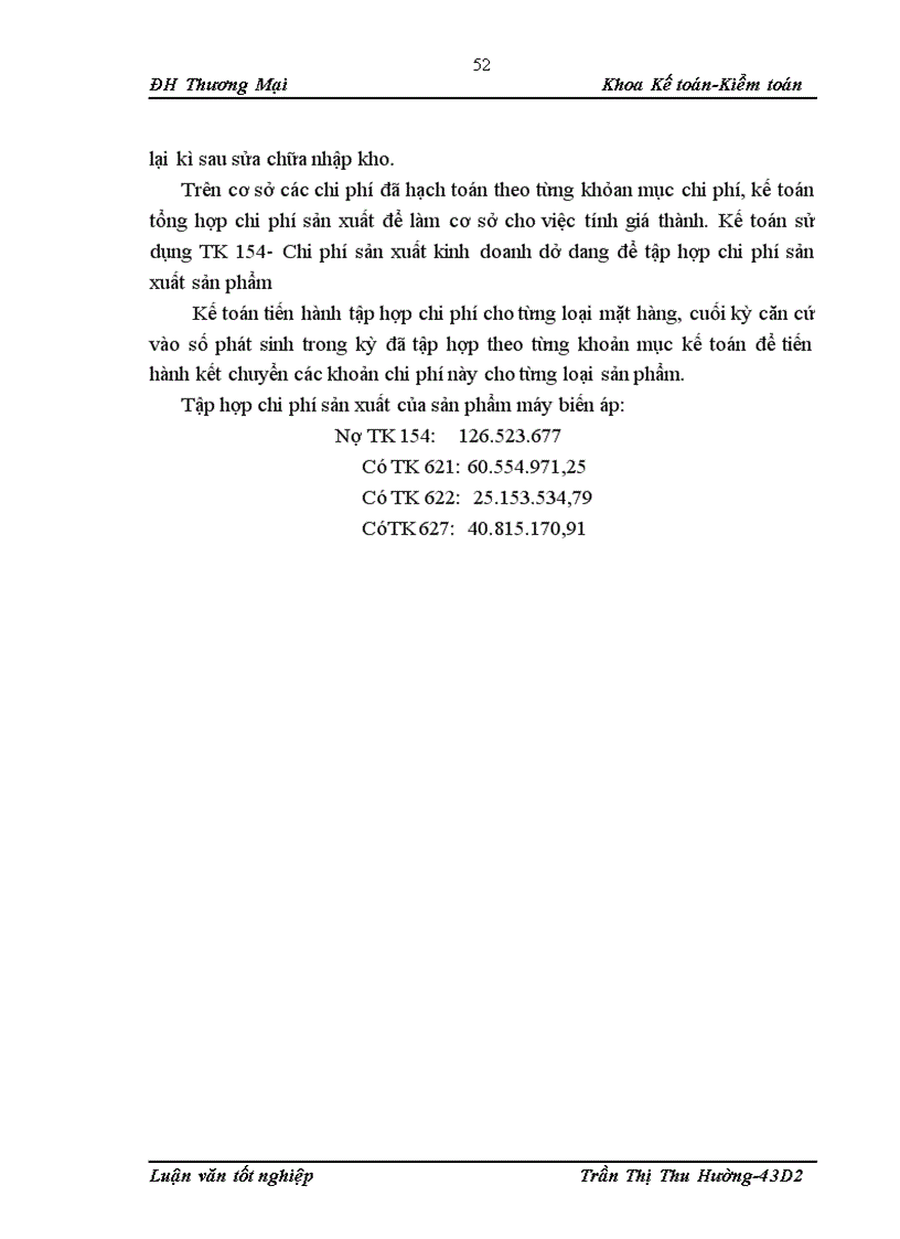 image for page Kế toán chi phí sản xuất sản phẩm máy biến áp của Công ty cổ phần Chế tạo Điện cơ Hà Nội 1