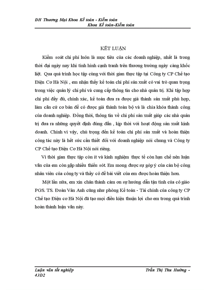 image for page Kế toán chi phí sản xuất sản phẩm máy biến áp của Công ty cổ phần Chế tạo Điện cơ Hà Nội 1