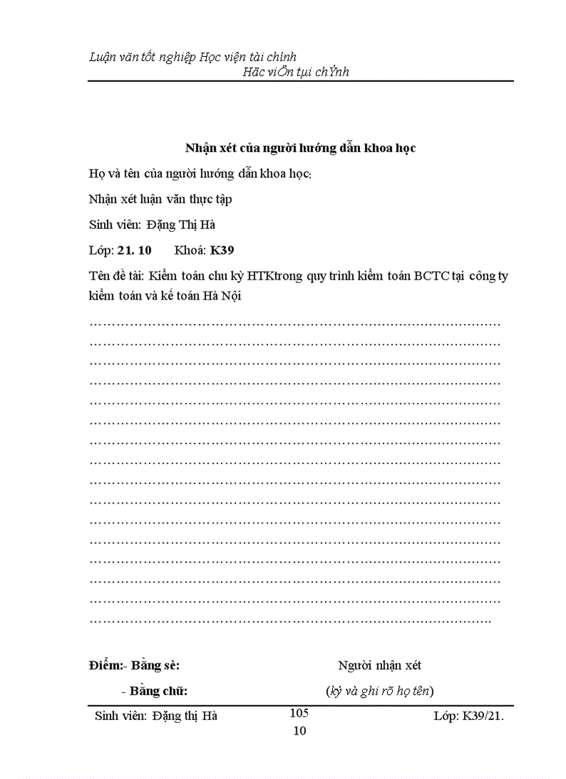 image for page Kiểm toán chu kỳ HTK trong quy trình kiểm toán BCTC do công ty Kiểm toán và Kế toán Hà Nội thực hiện 1