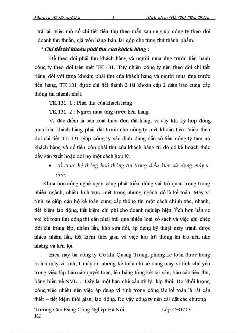 image for page Tổ chức công tác kế toán thành phẩm và tiêu thụ thành phẩm tại Công ty Cơ Khí Quang Trung 1
